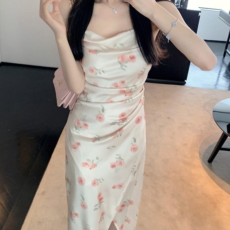 1308 baju elegant party dress putih bodycon midi tanpa lengan wanita korean style dress terbaru 2024 import 2