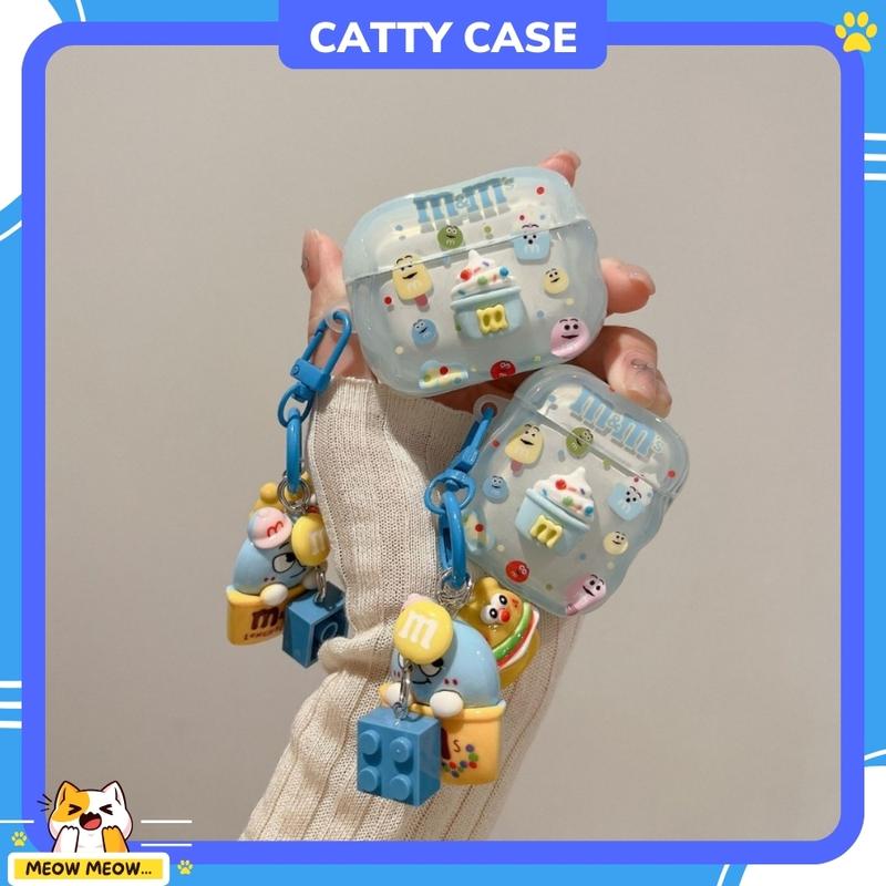 Vỏ đựng ốp case airpods bảo vệ tai nghe không dây bluetooth hình Kem M&M airpod 1 2 3 Pro và Pro 2 - Catty case