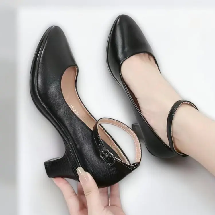 ( 2 inch heels ) Black shoes for women school shoes office shoes with box leather material Elegant Footwear Walking Shoes