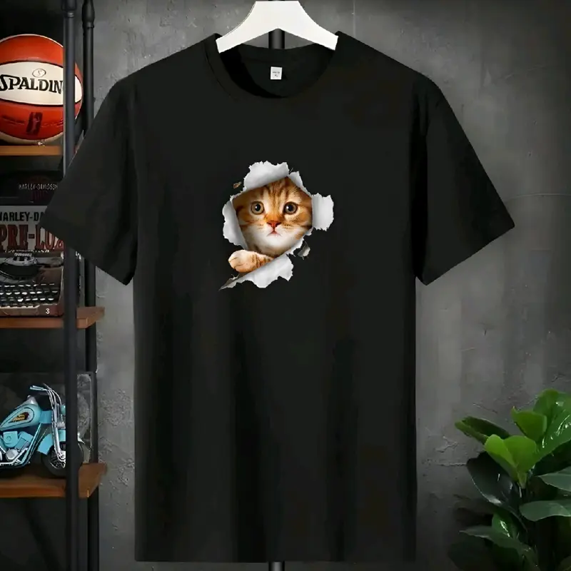 Kaos 3D Dewasa Pria Wanita Kaos Distro Kucing 3D Baju Oblong Lengan Pendek  Motif Sablon Digital Nyaman Lembut  Keren Katun Panjang 0