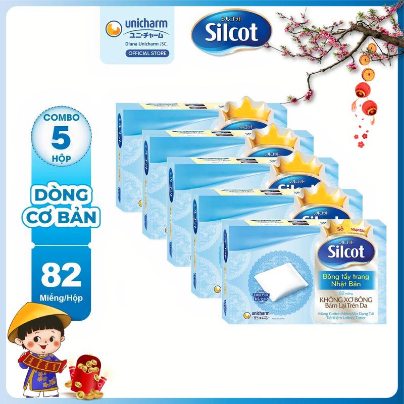   KOL   COMBO 5  Silcot Bông tẩy trang Cơ bản 82 miếng  hộp 