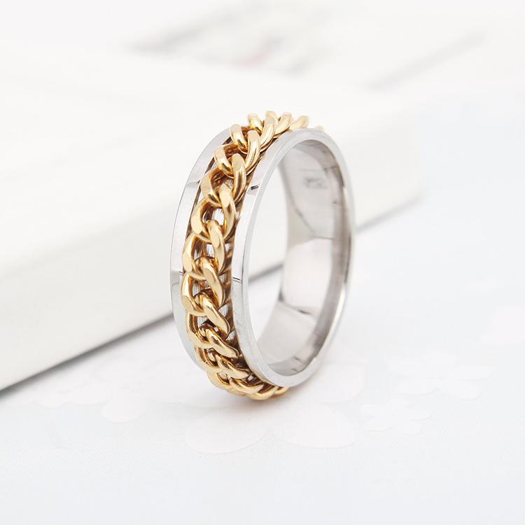 Product Introduction of New Simple Lucky Jewelry Men's Titanium Steel Rotatable Open Beer Bottle Chain  Domineering Personalized size 2 ring 18