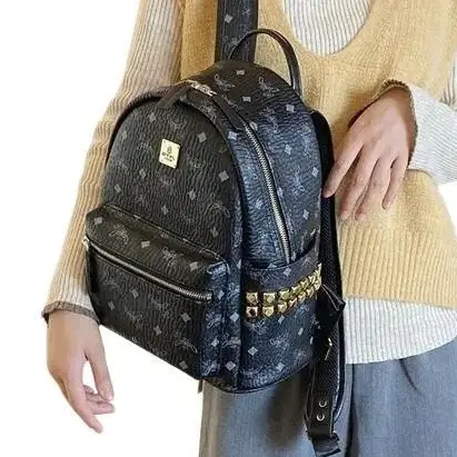Balo Nam Nữ Da PU Họa Tiết Chữ M Thời Trang Phong Cách Hàn Quốc SIZE 40 - Đựng vừa sách vở A4, Atlat Địa Lý, laptop 14in 3