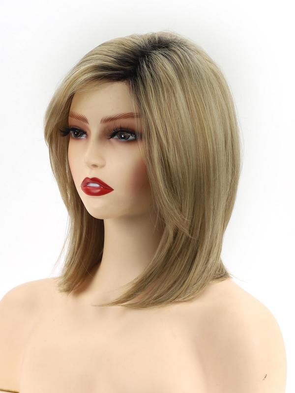 Fashionable Plain Color Straight Bob Wigs for Women, Gorgeous Fluffy Wigs with Side-Swept Bangs, Synthetic Full Machine Wigs for Party, Daily Use 8