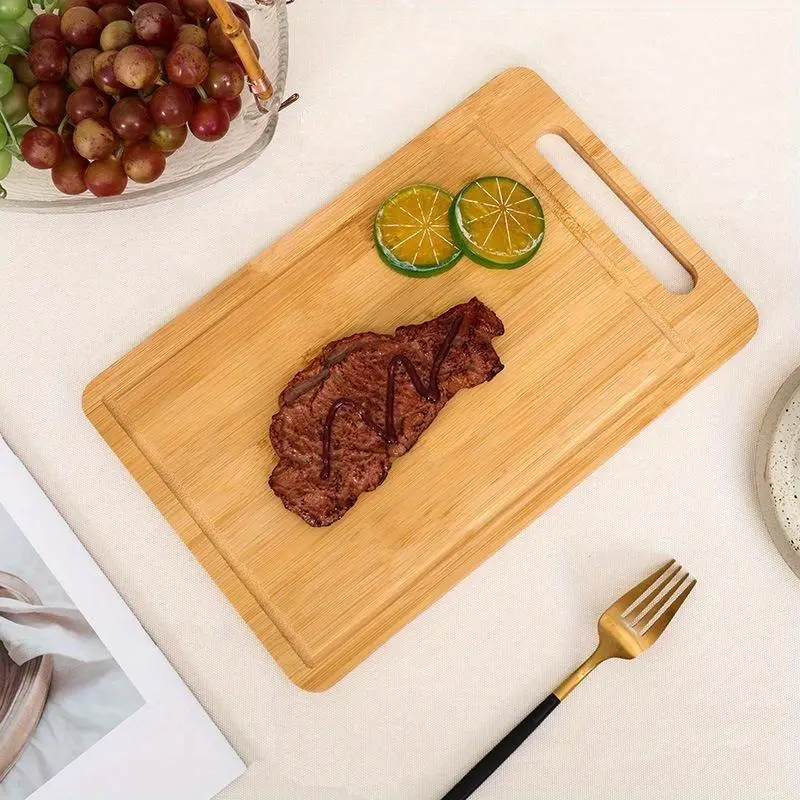 Wooden Cutting Board, 1 Count Chopping Board with Juice Groove, Durable Kitchen Cutting Board for Fruit, Vegetable, Meat, Kitchenware 5