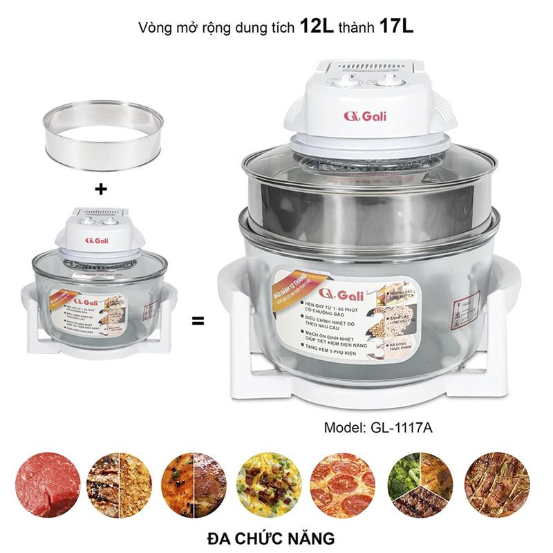 Product Introduction of Gali lò nướng thủy tinh, 12 đến 17 lít, đa chức năng chiên, rã  đông, rang, làm bánh pizza hàng nhập khẩu chính hãng bảo hành 12 tháng 4