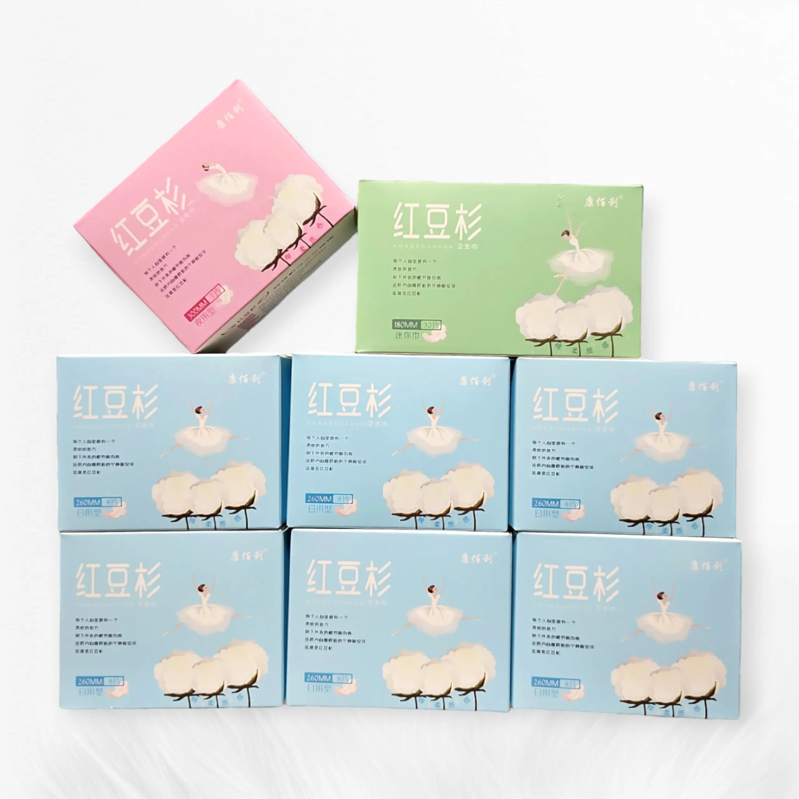 Kangbaili - Combo 8 hộp Băng vệ sinh Ngày và Đêm Siêu mỏng, Không thấm ngược - Hồng Đậu Sam nhiều gói an toàn