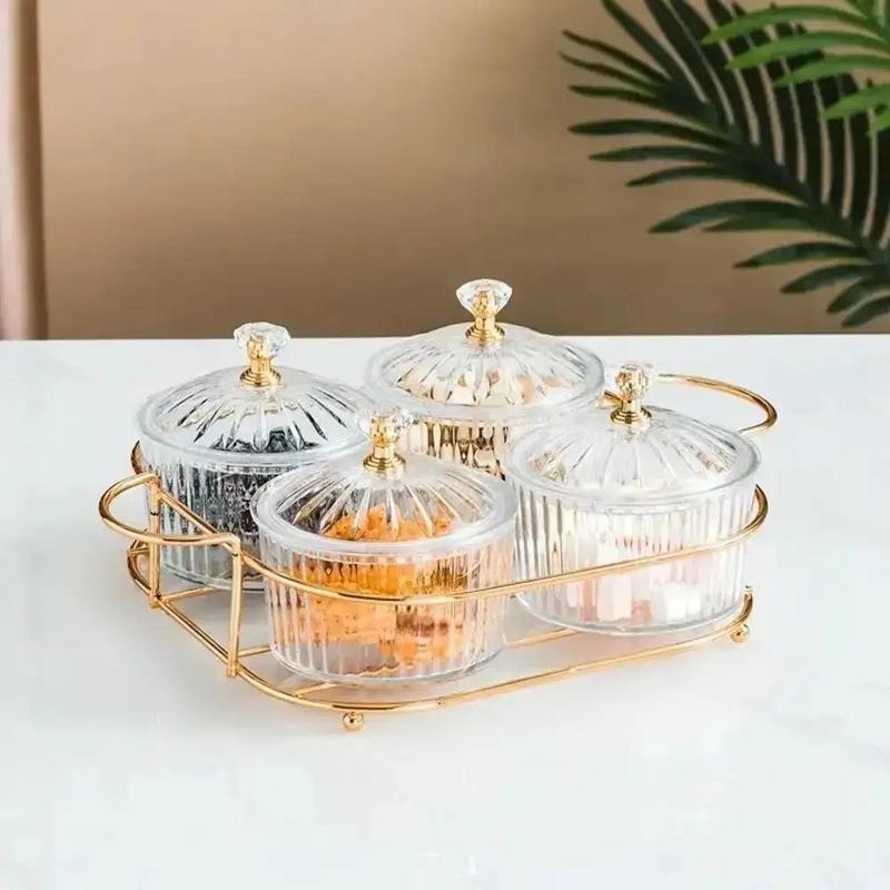 Snack Boxes with Compartments, Luxury Divided Container, Serving Tray with Lid for Dried Fruit Candy Chips Pickle Spice, Food Box for Party Home Decor 4