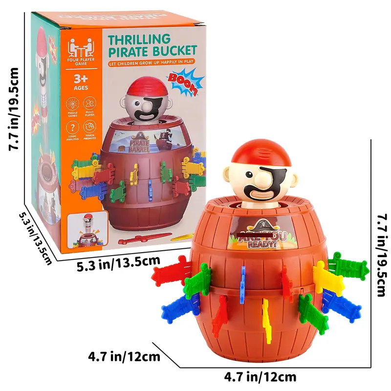 Pirate Bucket Toy, Fun Prank Pop-Up Pirate Bucket, Desktop Decompression Toy, Interactive Party Game, Creativity for Children Aged 3 and Above 2