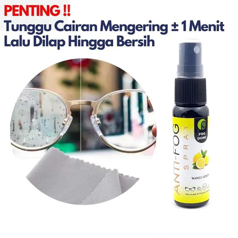 Cleaner Cairan Pembersih Kacamata Spray Anti Fog Anti Embun Anti Uap kemasan 30ml Wangi Lemon 1