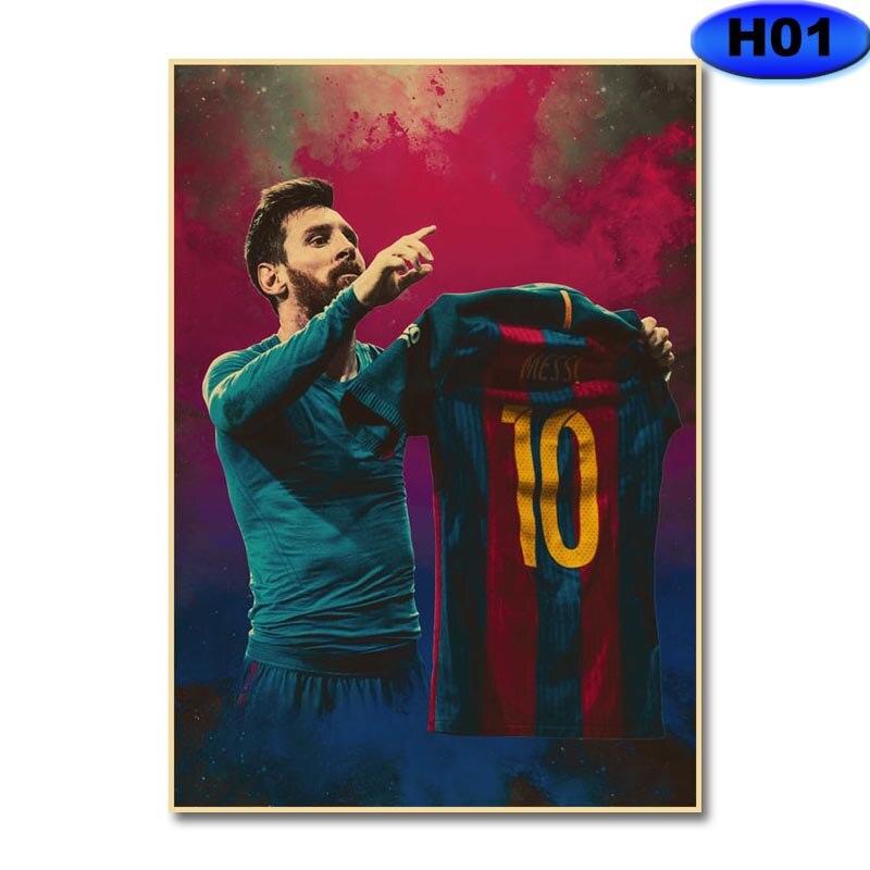 Product Introduction of โปสเตอร์และภาพพิมพ์ลายนูนฟุตบอลสไตล์วินเทจ มี Messi และ Ronaldo เหมาะสำหรับตกแต่งห้องนักฟุตบอล สติ๊กเกอร์ติดผนัง 42x30cm 2