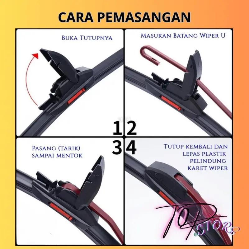 Wiper Double Karet / Dual Karet Mobil Hino Lohan 500 Frameless 1 Set Kiri dan Kanan Tanpa Rangka Besi Blade Kaca Karet Kendaraan Motorcycle Windshield variasi  wiper 4