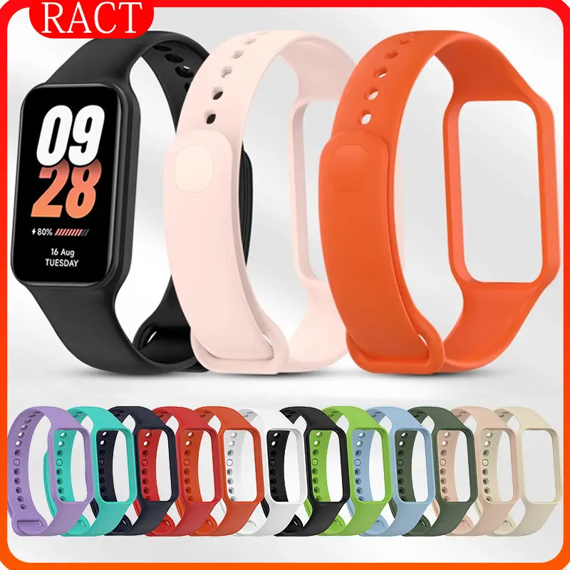 Silicone Strap for Mi Band 8 Active Xiaomi Redmi Band 2 Xiaomi Smartwatch Silikon Sport Rubber Band Tali Jam Tangan Smartwatch Xiaomi Miband 8 Active Redmi Band 2 Bahan Silikon Polos Warna 0