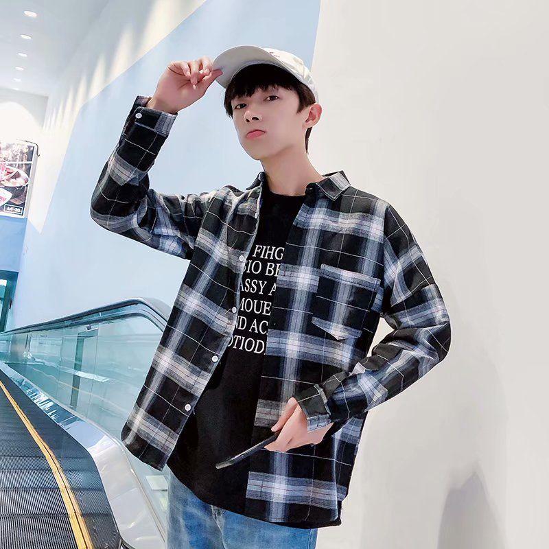 Áo Sơ Mi Dài Tay Kẻ Sọc, Phong Cách Mùa Hè, Dành Cho Nam Giới Trẻ Trung, Phong Cách Harajuku, Phong Cách Hàn Quốc, Dáng Ôm, Không Sắt, Thích Hợp Cho Học Sinh, Áo Sơ Mi Lớp Nền Thường Ngày Thời Trang 7