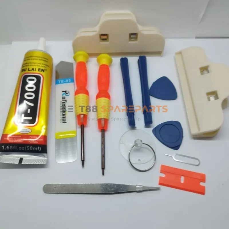 ( SEPAKET ) Obeng set Hp 8 IN 1 / 10 in 1 + Penekan LCD LEBAR  + LEM b7000 15 BENING / B7000 50 ML / T7000 15ml ( BEST88 )