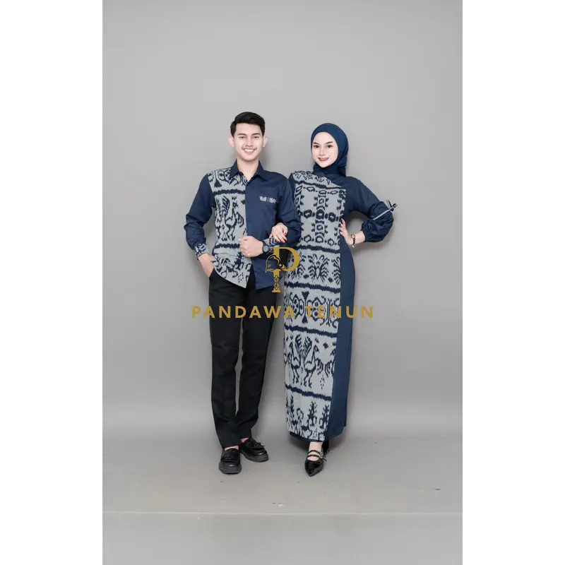 PANDAWA TENUN - AZELLIA COUPLE BLUE - BAJU TENUN COUPLE 1