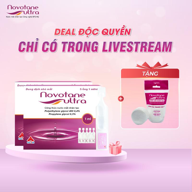 ĐỘC QUYỀN LIVESTREAM MUA 2 TẶNG 1 Combo 2 vỉ nước nhỏ mắt nhân tạo Novotane Ultra 1ml Tặng Quà
