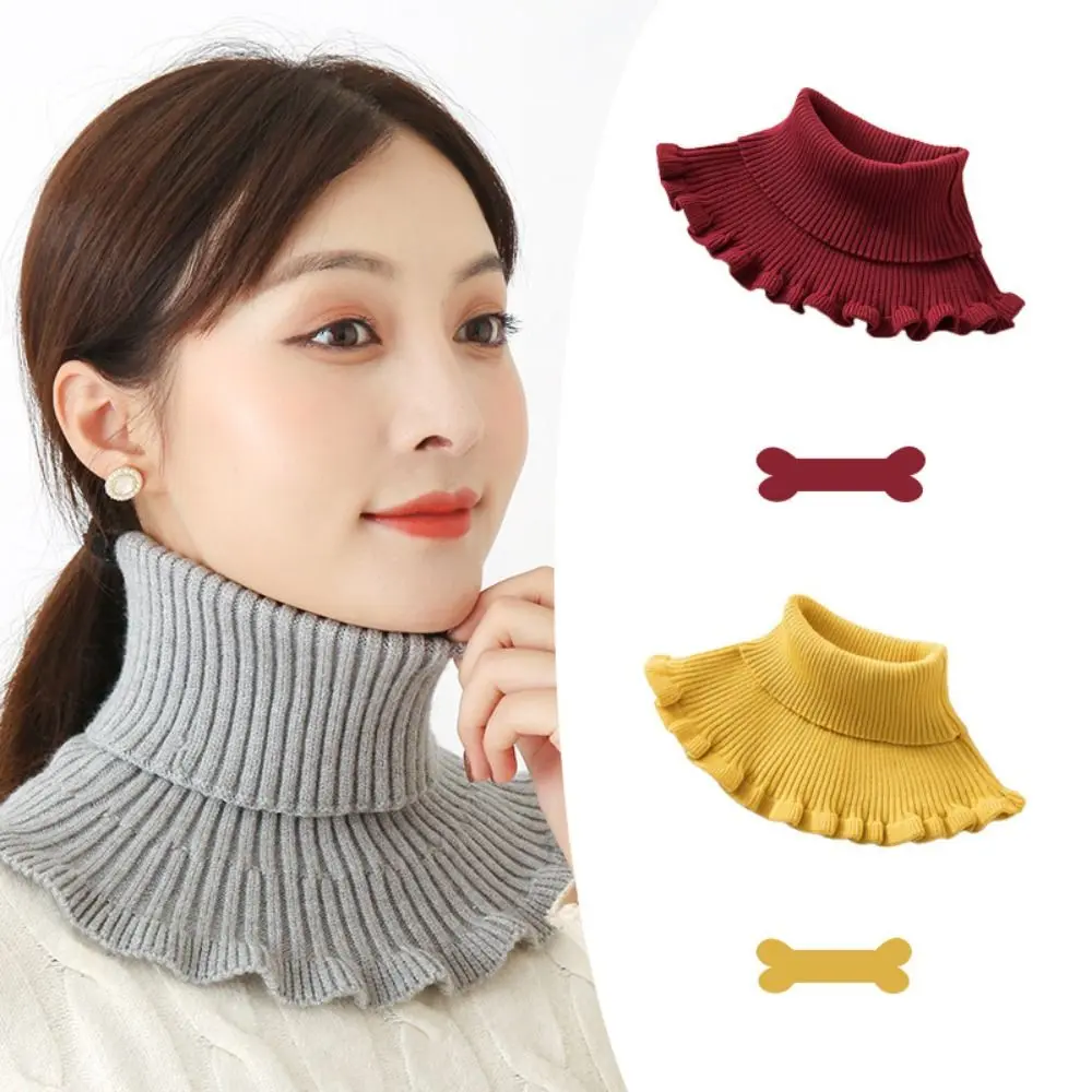 Fashion Warm Knitted Fake Collar Detachable Windproof Scarf Winter With Wooden Ears Neck Warmer Men Women