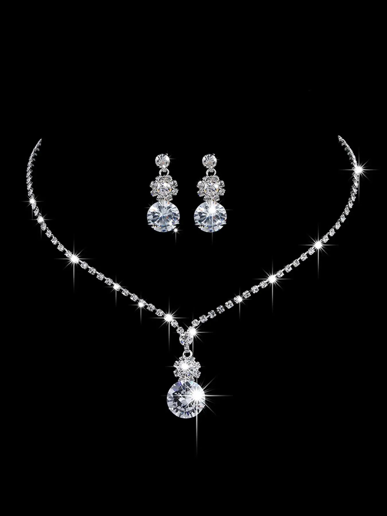 Elegant Artificial Crystal Decorated Jewelry Set, Fashion Necklace & Earrings, Trendy All-match & Exquisite Jewelry Set for Birthday Gift