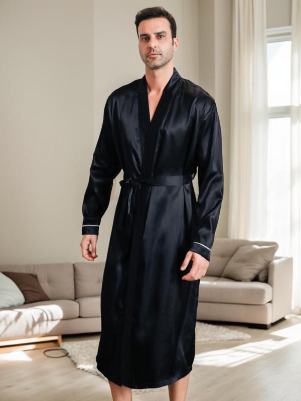 Men's Graphic Print Bathrobe, Casual Soft Comfortable Long Sleeve Dressing Gown, Men's Sleepwear for Spring 6