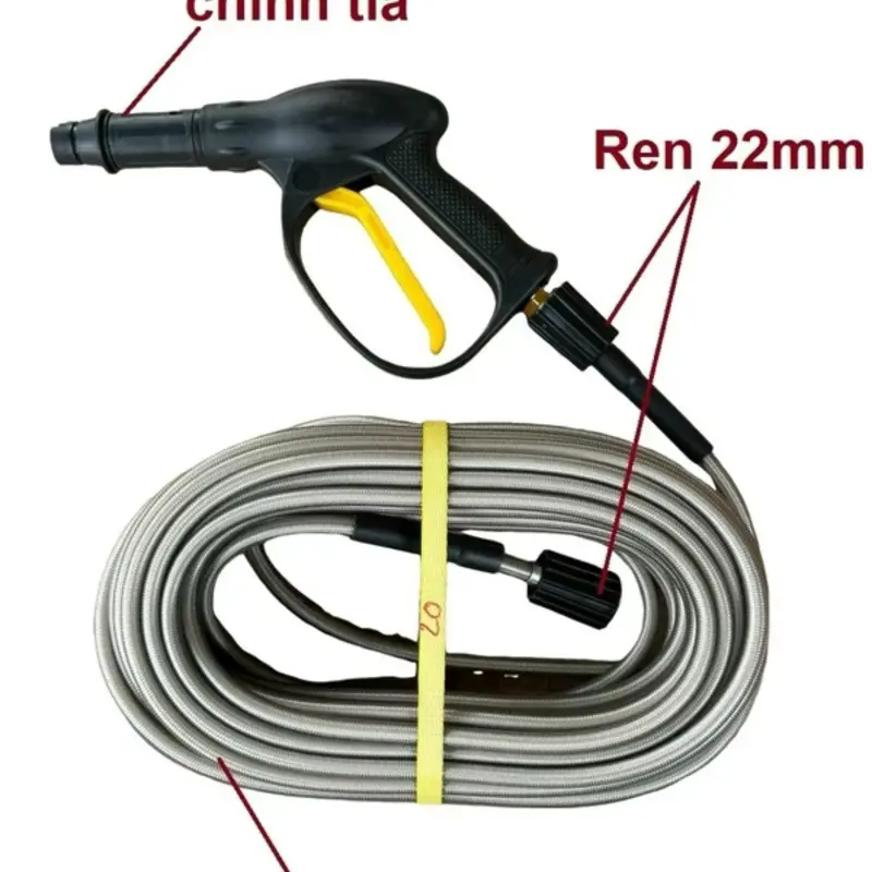Bộ Dây xịt rửa xe 10M , 15M , 20M - vòi xịt rửa xe , dây xịt rửa áp lực cao ren 22mm 2