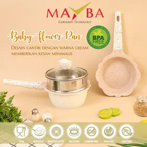 [PROMO] Mayba Panci MPASI Set Lengkap Cream (BONUS STEMER/PENGUKUS) aluminium frypan Kaca Masak Perlengkapan Pink