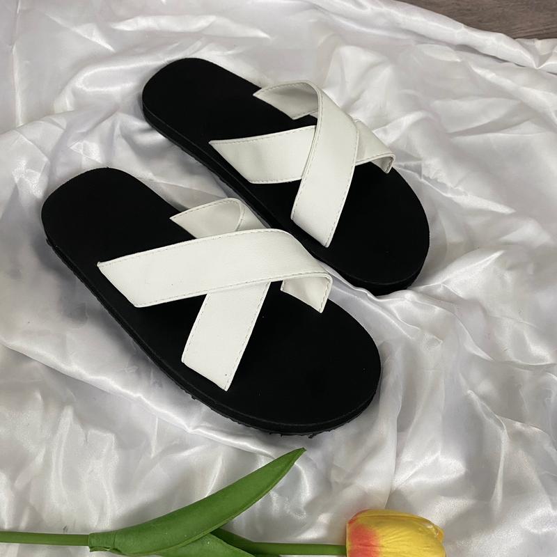 Dép Bệt Nam, Nữ M73 Quai Chéo Chữ X Màu Trắng Big Size 34-44 Đế Bằng