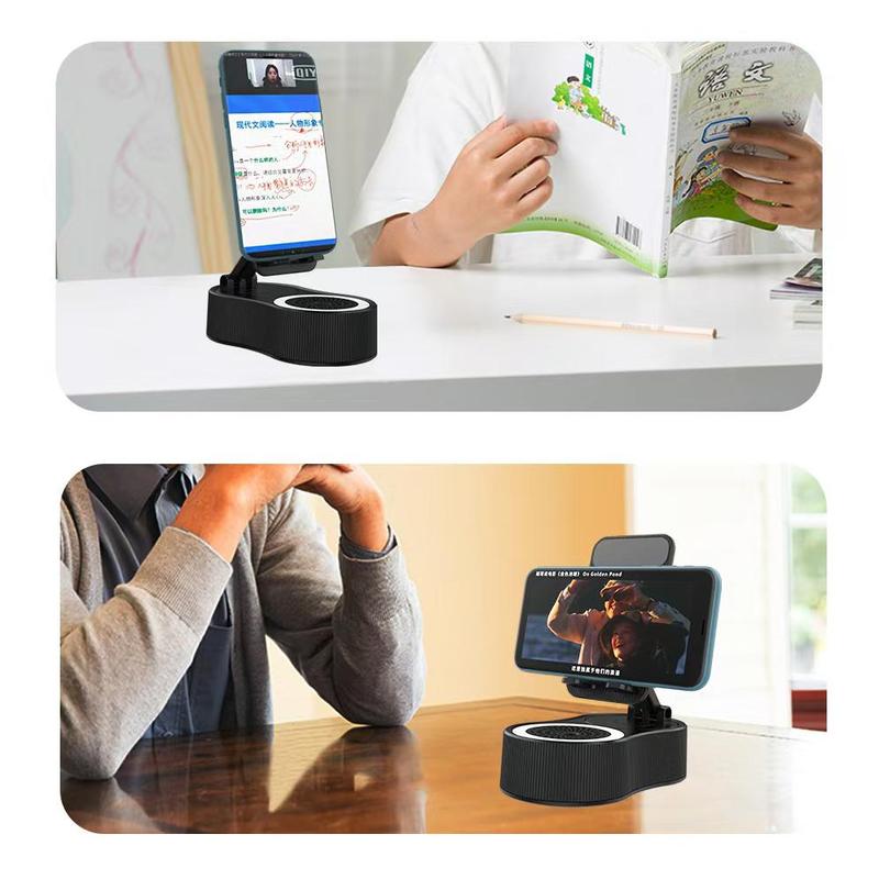 Wireless Charging Speaker Phone Holder, 360-Degree Rotatable Phone Stand with Colorful Atmosphere Light, Portable Phone Accessories for Home Office 8