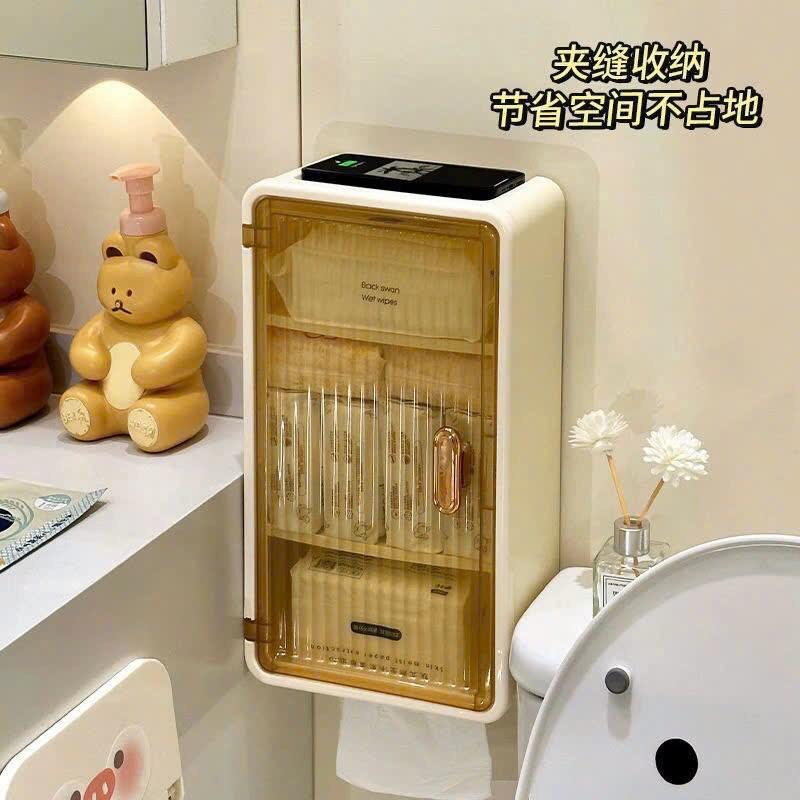  Hộp đựng khăn giấy treo tường 3 tầng không cần đục lỗ ,Hộp giấy vệ sinh phong tắm hộp  đựng 