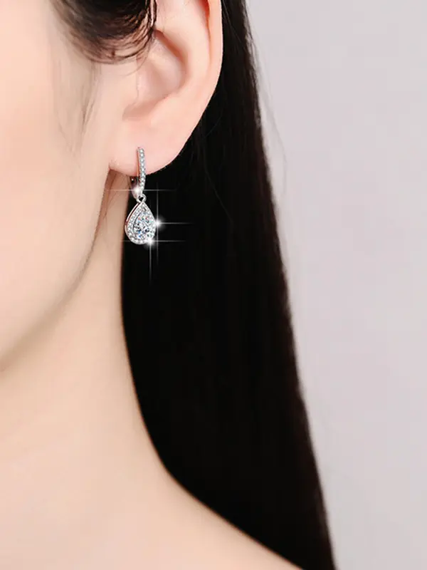 S925 Sterling Silver Synthetic Moissanite Decor Earrings, Fashion Jewelry for Party, Daily Clothing Decor, Trendy All-match & Exquisite Jewelry for Birthday Gift 2