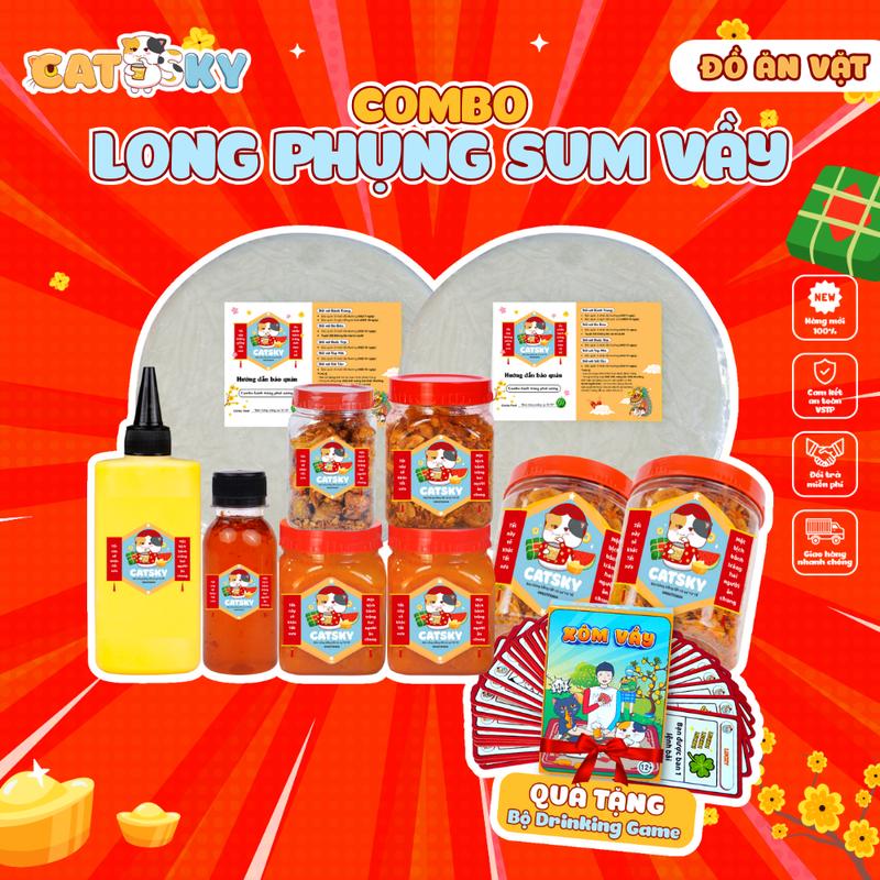  Bánh tráng phơi sương Catsky Tết – Combo Long Phụng Sum Vầy – Ruốc tép khô hành phi đậm đà – Tặng kèm 1 bộ Drinking game –  ĐỒ ĂN VẶT SNACKS  