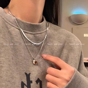 Vòng Cổ Đá Mắt Hổ Hai Lớp, Milad, Dành Cho Nữ, Phong Cách Cổ Điển Tối Giản, Độc Đáo, Dây Chuyền Xương Rắn, Ngọt Ngào Và Ngầu, Vòng Cổ Choker, Dây Chuyền Xương Đòn