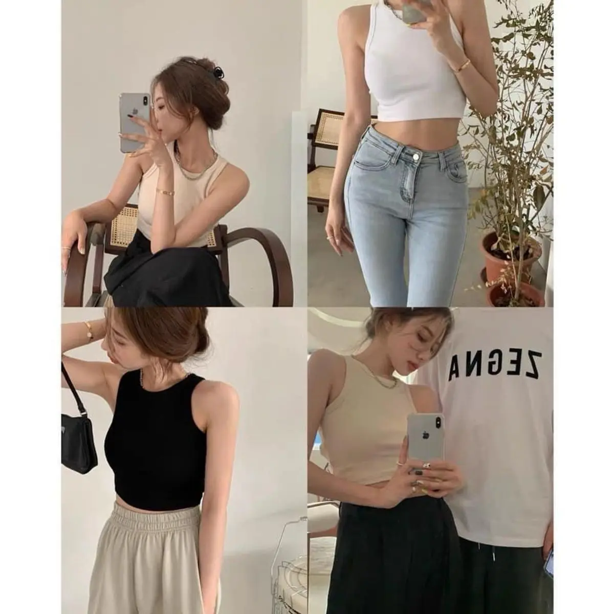 ÁO COTTON BA LỖ CHẤT TĂM MỀM Ôm gọn DELANA Beige Giraffe