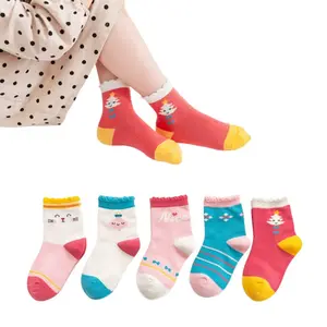 Kaos Kaki Anak Perempuan TK SD Panjang Motif Random Lucu Kartun Imut Bahan Katun Spandek Lembut
