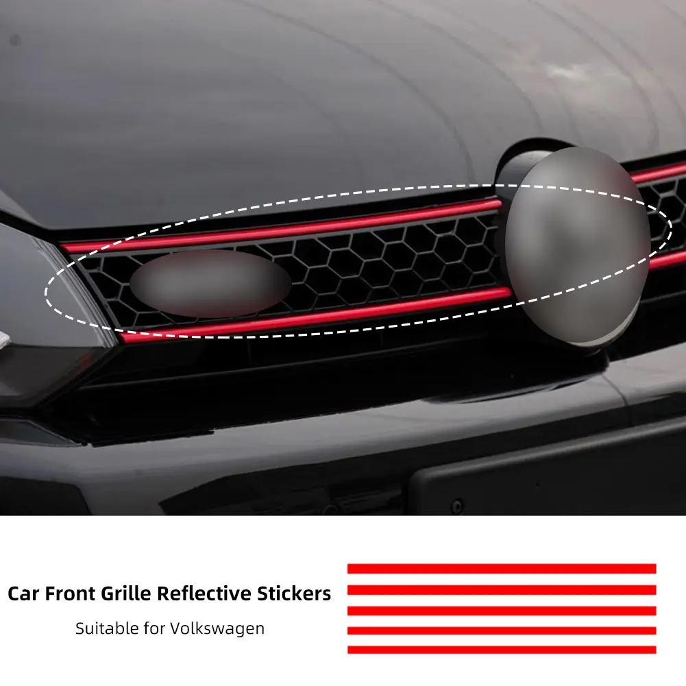5Pcs/Set Car Grille Grill Stickers Night Safety Reflective Warning Tape ...