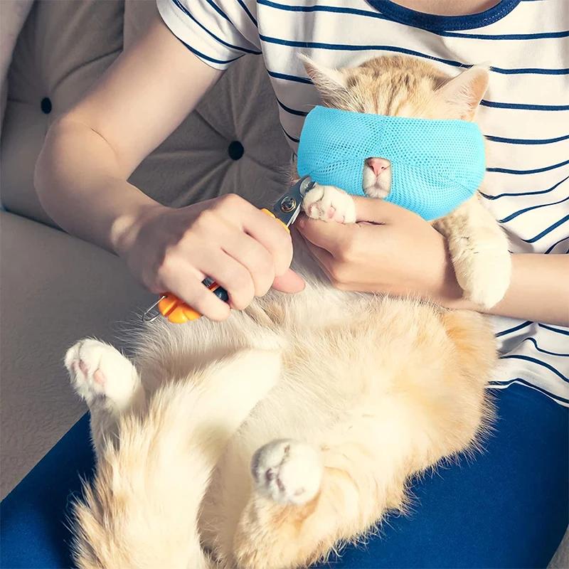 Product Introduction of Breathable Cat Muzzle Anti Biting Chewing Pet Grooming Supplies Kitten Bathing Bag Bathing Mask Colorful Cat Mouth Guard Muzzle 8