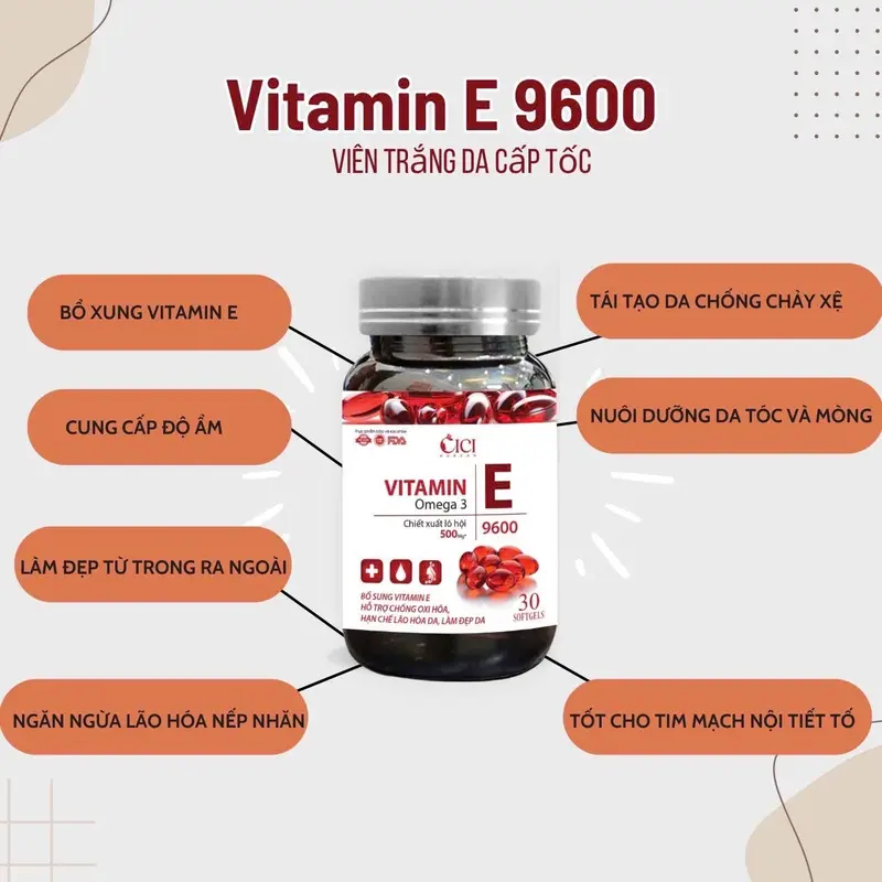 [ COMBO 4 HỘP ] Vitamin E Đỏ hộp 30 viên thực phẩm chăm sóc sắc đẹp 4