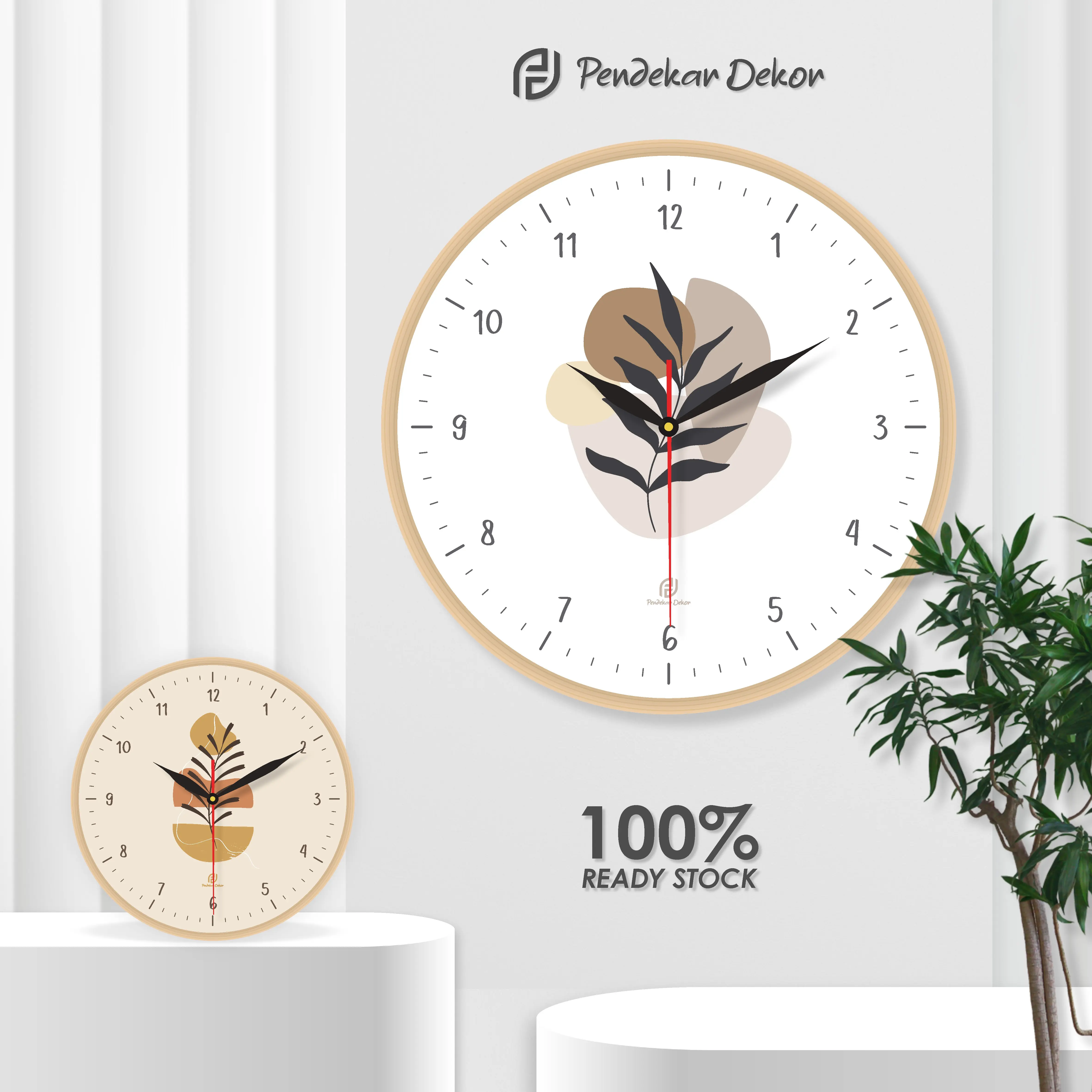 Pendekar Dekor Jam Dinding Bunga Aesthetic Unik Kamar Tidur Hiasan Kayu Estetik Mesin