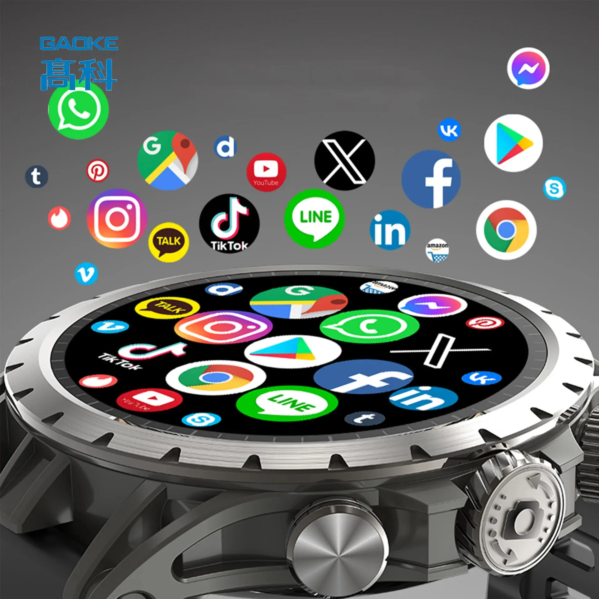 Gaoke Q85 Sports Round Dial Smartwatch Men Camera Waterproof Big Screen 4G Smart Watch With Sim Card Montre Intelligent Men's Luxury Smart Waterproof Smartwatch with Wearable Smartphone