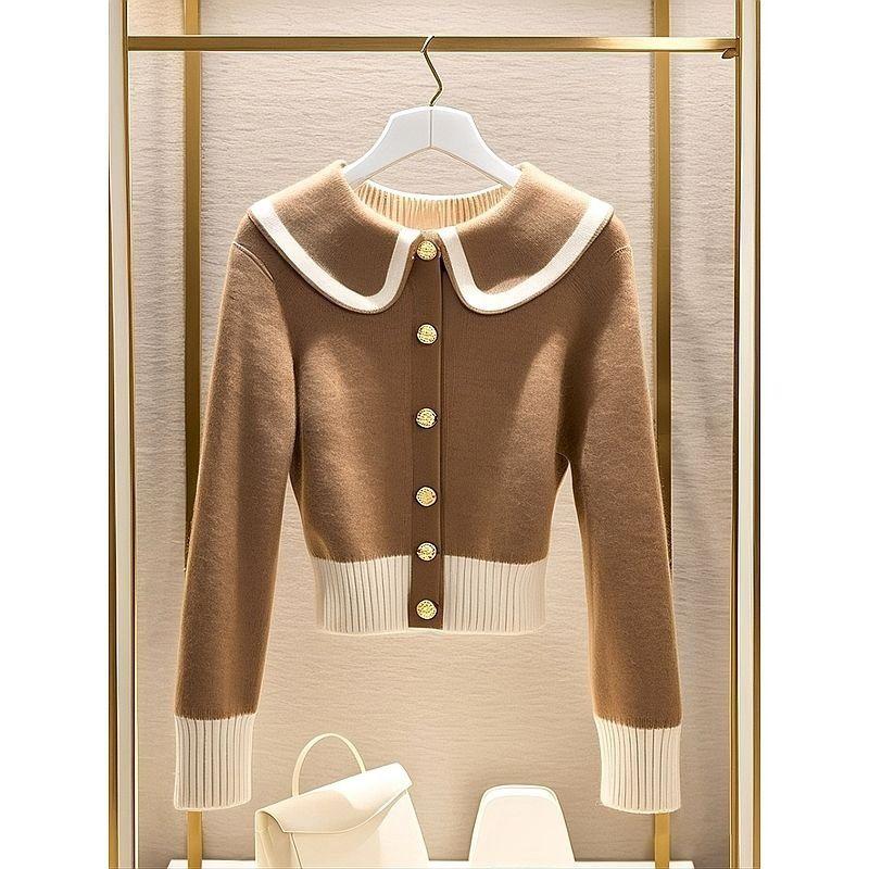Áo Len Mùa Đông Ngắn, Màu Nâu, Dành Cho Nữ, Phong Cách Phương Tây, Trông Trẻ Trung, Dày Dặn, Áo Cardigan Dệt Kim, Hàng Mới Về Năm 2024, Nhỏ, Giao Hàng Trong Vòng 15 Ngày 2