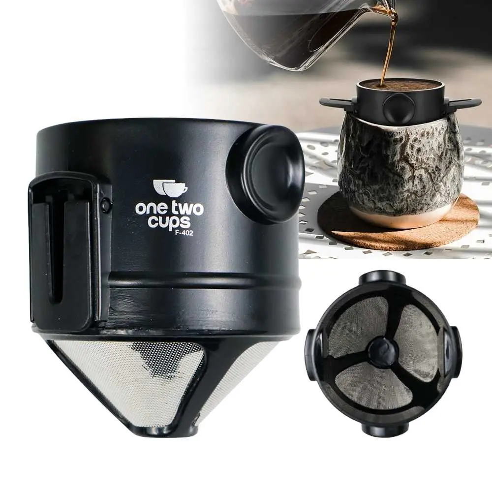 Filter Saringan Penyaring Ampas Kopi V60 Cone Coffee Filter Stainless Stell+ABS Saring Bubuk Espresso Dobel Layer