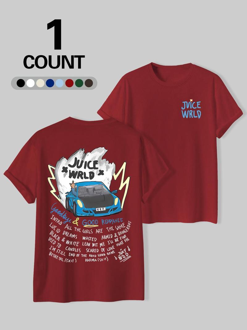 Product Introduction of Men's Regular Fit Cartoon Car Letter Print Round Neck Tee, Casual Short Sleeve Crew Neck T-shirt for Summer, Fashion Men's Top for Daily Wear 7