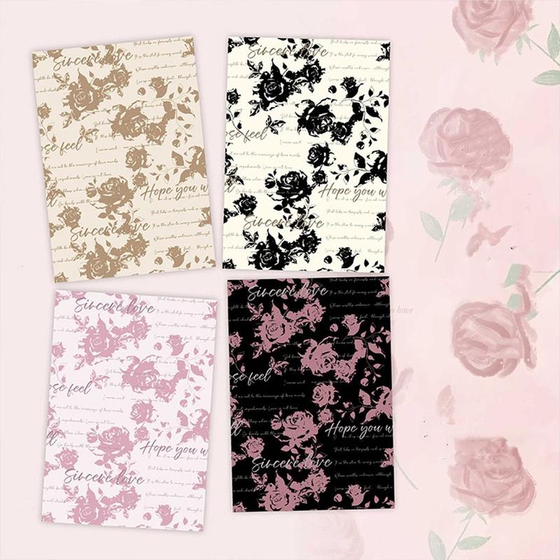 Product Introduction of 10pcs Creative Floral Pattern Rose Flower Packaging Paper Antique Romantic Bouquet Wrapping Paper Kraft Paper Waterproof Gift Packaging Paper Wedding Birthday Party 10