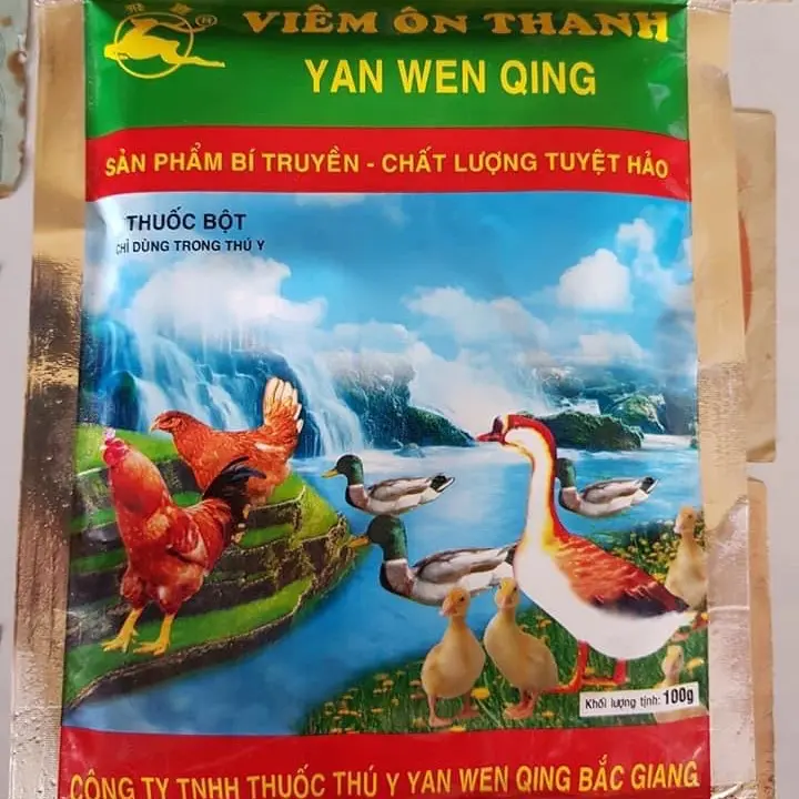 VIÊM ÔN THANH DẠNG BỘT 100G dùng vịt, Tăng sức đề kháng, giải độc, tiêu chảy, hô hấp, cảm sốt, rụt đầu, xù lông
