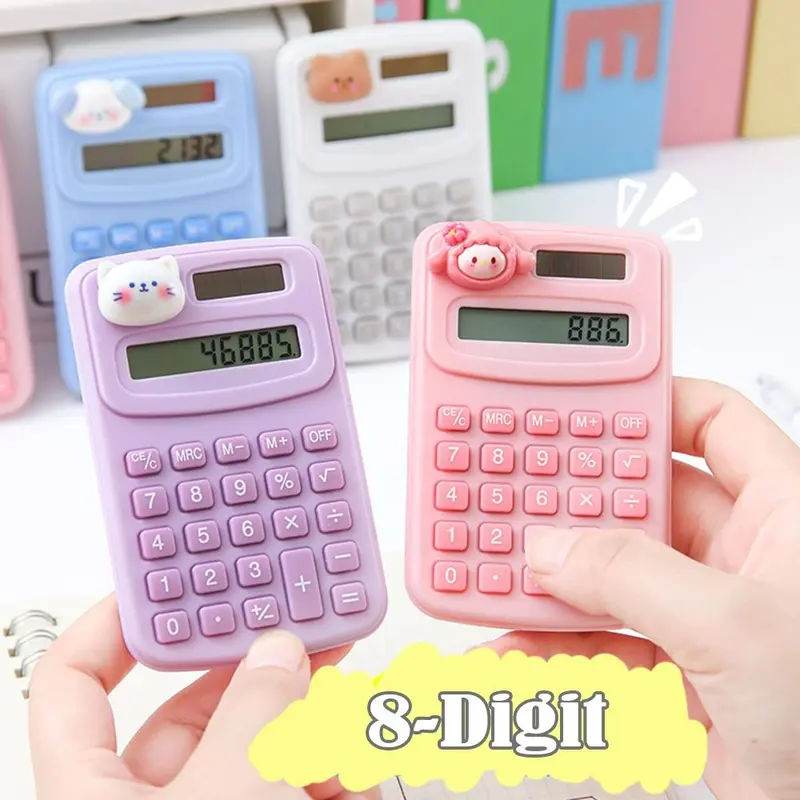 Máy Tính Mini, Chất Liệu Nhựa Bền, 8 Chữ Số, Máy Tính Toán Học Dễ Thương, Cầm Tay, Thiết Kế Hoạt Hình, Thích Hợp Sử Dụng Trong Văn Phòng, Tính Toán 6