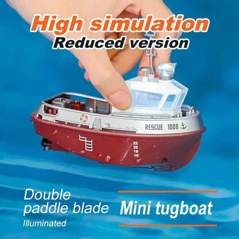 MINI RC Control Tugboat Boat Powerful Dual Motor 2.4G Radio Remote Control Ship Boat Tugboat Model Electric Toys