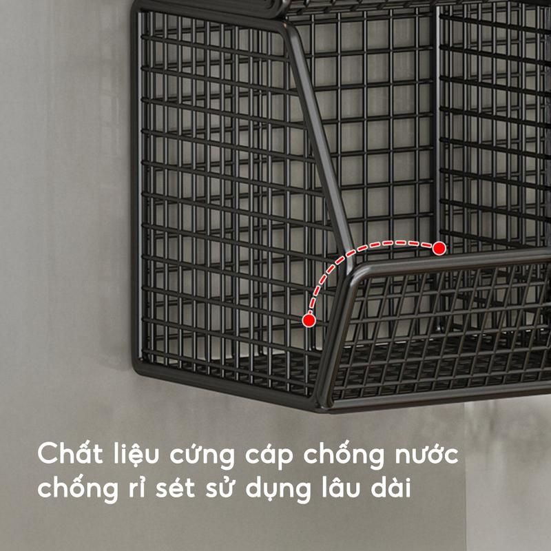 Kệ Đựng Gia Vị Hành Tỏi Dán Tường Nhà Bếp Chia Ngăn Giỏ Đựng Đồ Đa Năng Dính Tường Chịu Tải 10kg 4