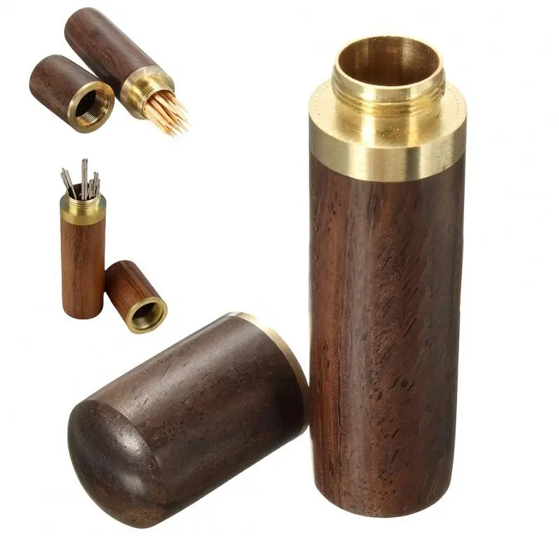 Wooden Toothpick Holder, 1 Count Portable Mini Toothpick Case, Toothpick Storage Box without Toothpicks, Toothpick Holder for Kitchen and Restaurant, Ideal Gift 0