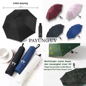 Payung MANUAL UV Korea style Anti Uv Anti Panas Ultra violet Anti Hujan Payung Lipat UV Protection motif polos