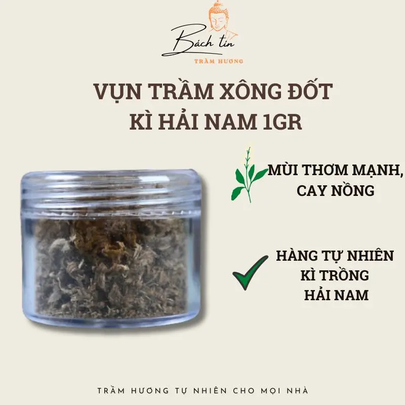 Vụn trầm hương Kì Hải Nam dưỡng vòng xông đốt pha trà ngâm rượu mùi thơm cay nồng ngọt LỌ 1gr 105 01
